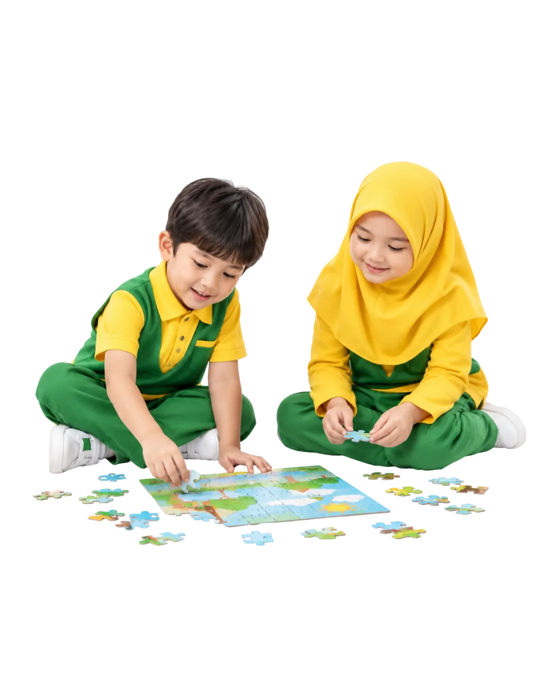 Siswa TK Bintang Madani bermain puzzle