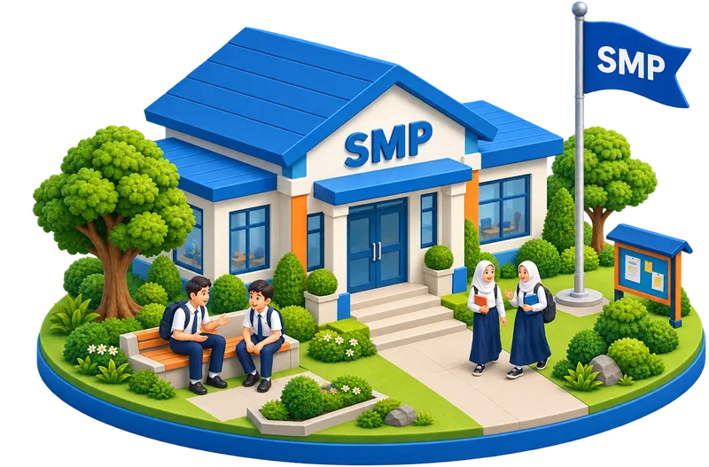 Ilustrasi gedung SMP Bintang Madani