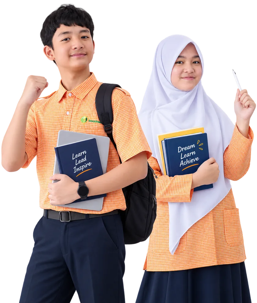 Dua murid SMP Bintang Madani membawa buku